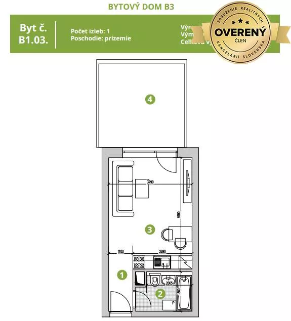 1 izbový byt na predaj 26m2, Hlavná, Biely Kostol, 158796_3